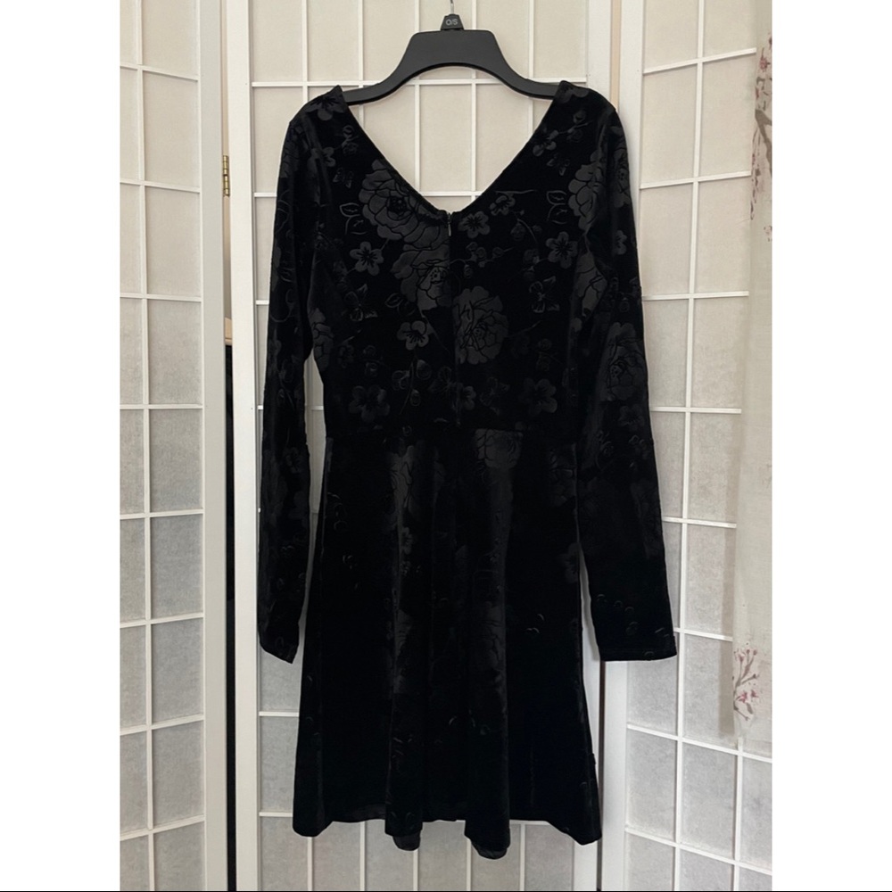 Velvet Black V-Neck A-Line Dress